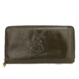 Yves Saint Laurent Patent Leather Zip Around Wallet OrganizerClutch lux65-101225